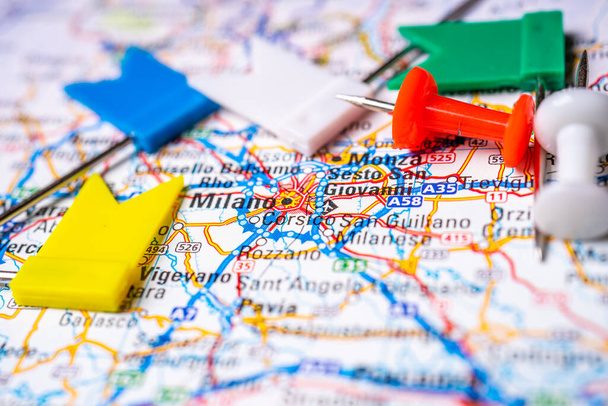 Милан на карте Европы - Фото, изображение