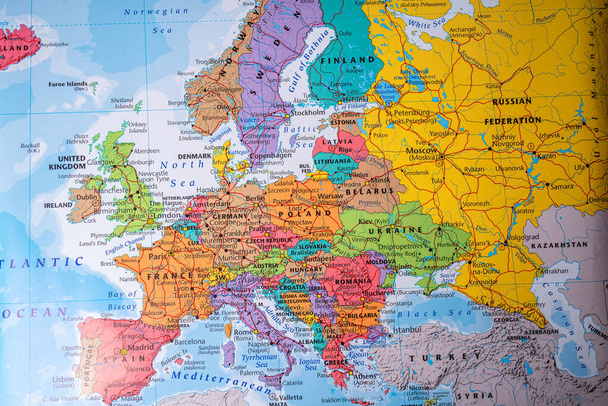 Wysoka szczegółowa mapa polityczna Europy - Zdjęcie, obraz