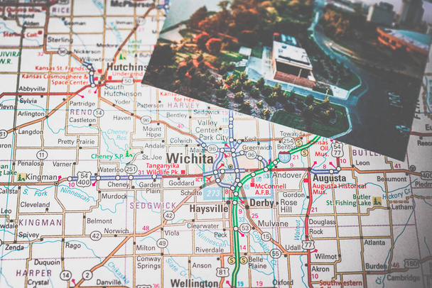 Whichita USA Travel map background - Фото, зображення