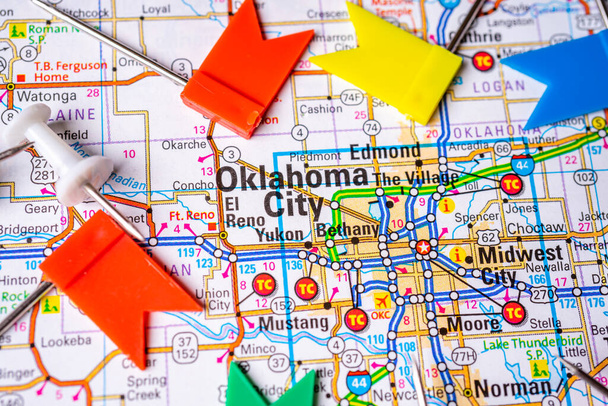 Oklahoma City no mapa dos EUA - Foto, Imagem