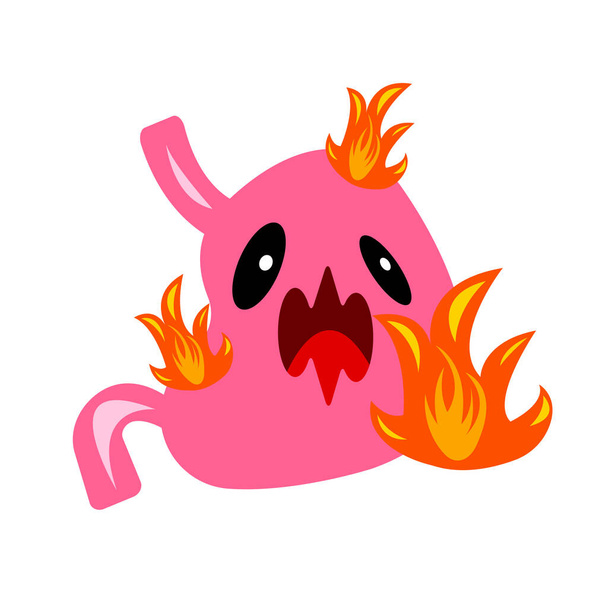 rajzfilm karakter a gyomor a tűz - Vektor, kép