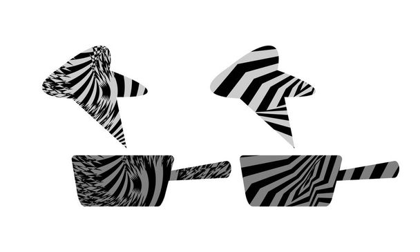 illustratie van pannen met abstracte geribbelde hypnotische patronen in de stijl van de pop art - Vector, afbeelding