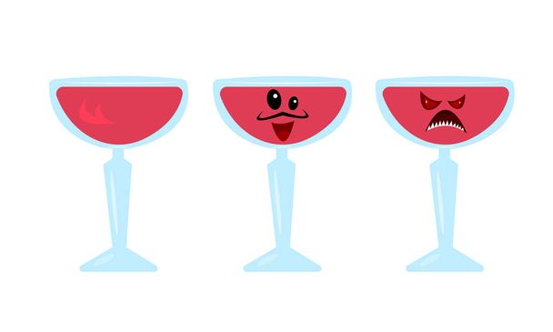 kuva cocktaillasien sarjakuvahahmoista valkoisella taustalla - Vektori, kuva