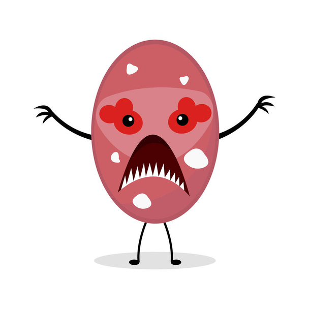 illustration of the fantasy cartoon monster purple potato character with red eyes and sharp teeth on white background - Vector, Image