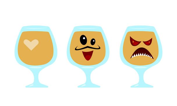 illustration of the cartoon characters of cocktail glasses on white background - Vector, Image