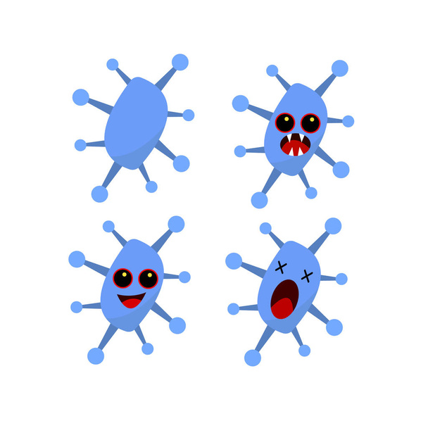 sarjakuvahahmoja sinisten bakteerien hirviöitä - Vektori, kuva