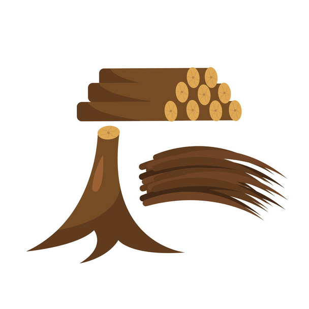 иконка из дерева. плоская иллюстрация векторных икон дров для паутины - Вектор,изображение