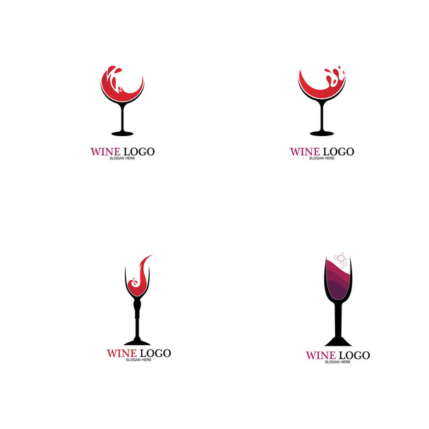 Diseño del logotipo del vino template.vector ilustración de icono-vector - Vector, Imagen