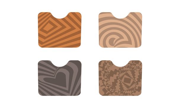 illustration set of cutting boards of various shapes and with abstract ribbed hypnotic patterns in the style of pop art - Vektor, kép
