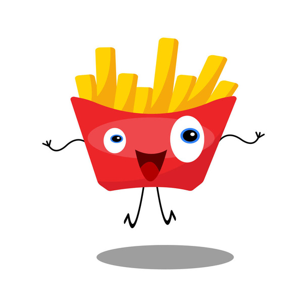 patatine fritte personaggio cartone animato. illustrazione vettoriale - Vettoriali, immagini