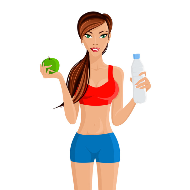 Healthy lifestyle fitness girl - Vector, Image