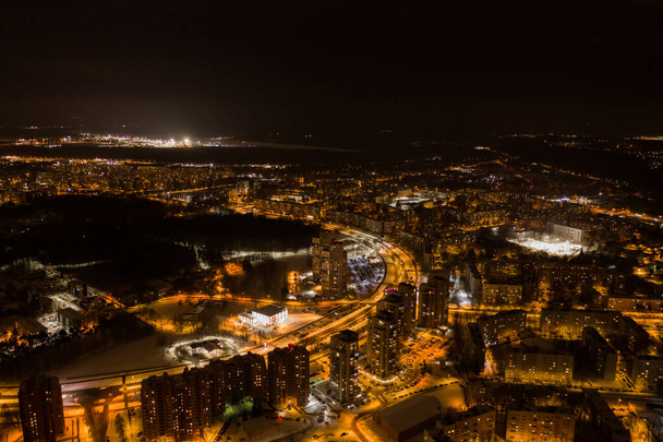 Aerial view of Riga at night - Photo, Image