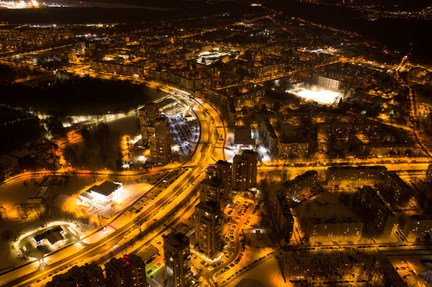 Aerial view of Riga at night - Fotoğraf, Görsel