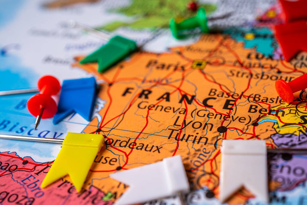 Francja na mapie Europy - Zdjęcie, obraz