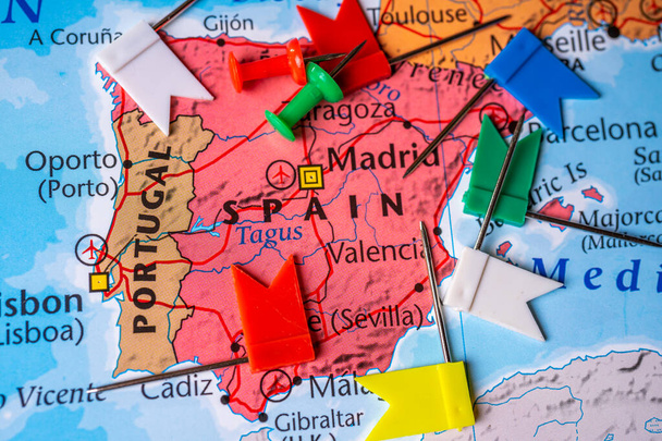 Spanje op kaart van Europa - Foto, afbeelding