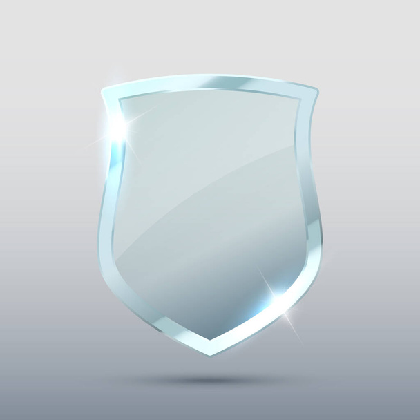 Transparent Glass Shield vector illustration - Vektör, Görsel