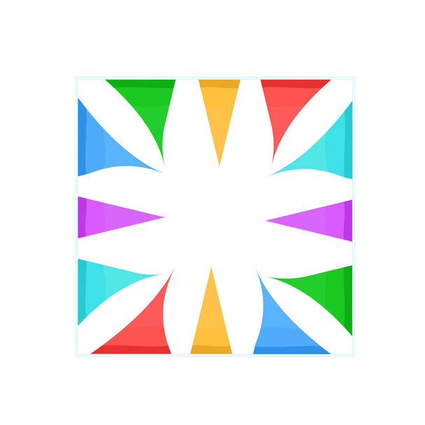 The frame is square with multicolored flags . Triangular colored flags adorn the square frame. Vector illustration - Διάνυσμα, εικόνα