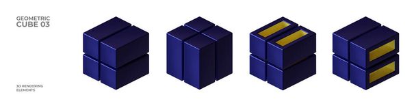 Geometric Cube 3D Rendering Illustration Elements - Photo, Image