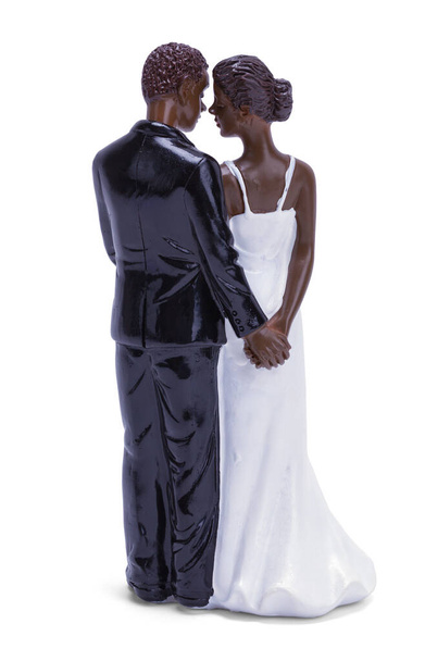 Afro-Amerikaanse Wedding Cake Topper Backside Cut Out. - Foto, afbeelding
