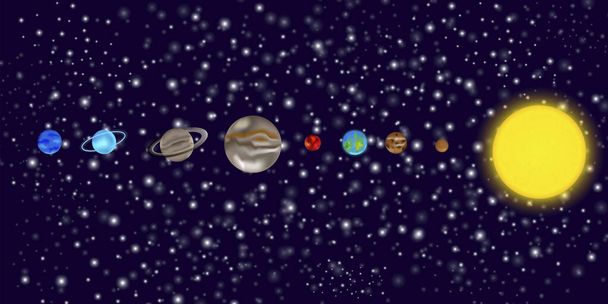 Kreslená sluneční soustava. Kolekce ikon. Planety v kresleném stylu. Vektorová ilustrace. EPS 10. - Vektor, obrázek
