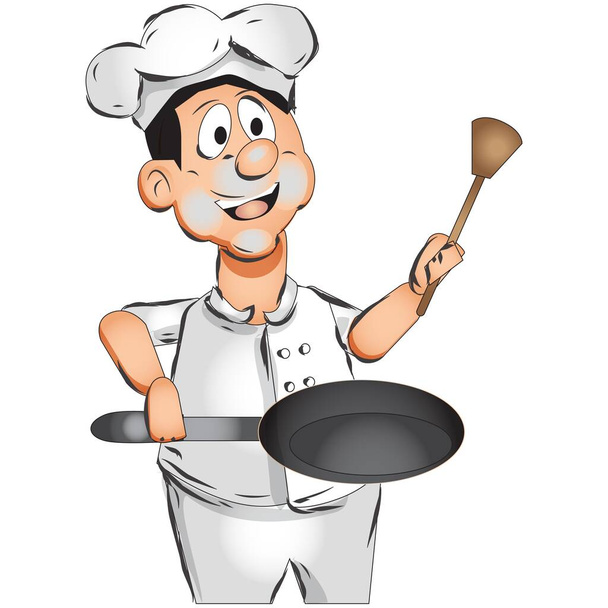 Personagem de desenhos animados Chef e ilustração - Vetor, Imagem