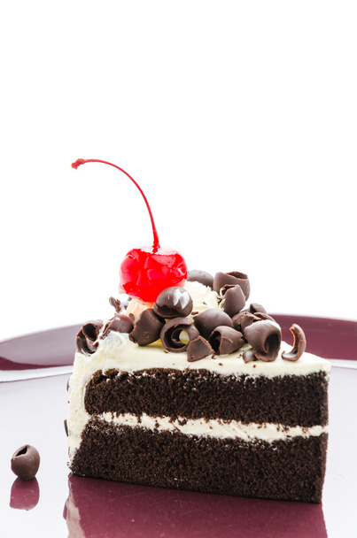 Black forest cake isolated on white background - Photo, Image