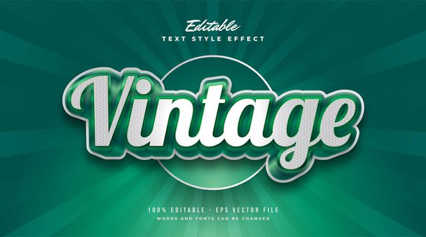White and Green Vintage Text Style with 3D and Embossed Effect. Editable Text Style Effect - ベクター画像