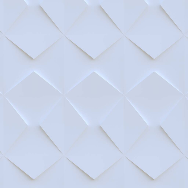 3d illustration. Realistic white  solid cubes with a shadow of the same size, located in space at different levels. Abstract background of 3d cubes. Background of white cubes. 3d rendering.3 d panel. - Photo, Image