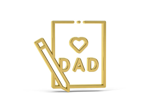 Altın 3d Mutlu Babalar Günü simgesi beyaz renkte izole - 3D renkte - Fotoğraf, Görsel