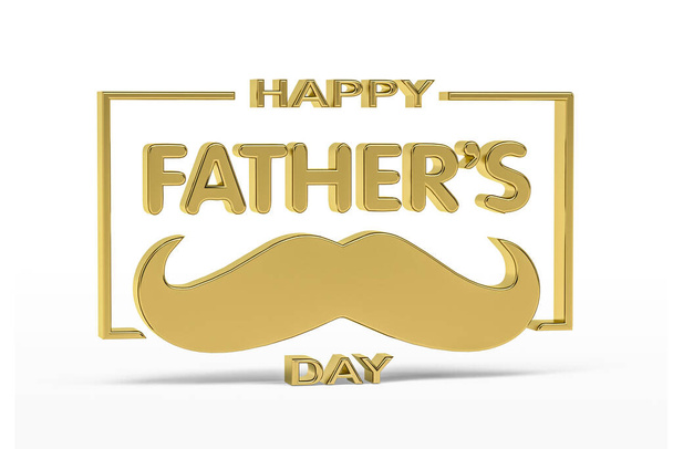 Golden 3d Happy Father's Day icon isolated on white - 3d render - Foto, afbeelding