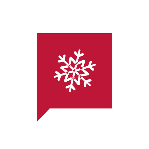 Icon Christmas white snowflake on red background - Vecteur, image