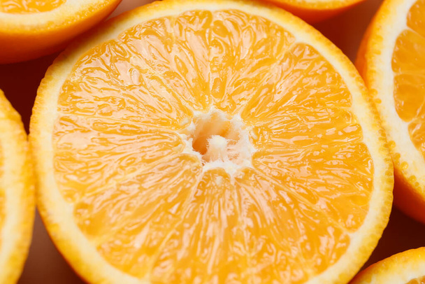 Piece of fresh orange fruit, closeup - Fotografie, Obrázek
