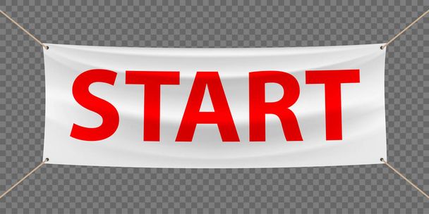 Red start banner. Template isolated on a transparent background. Vector illustration. - Vecteur, image