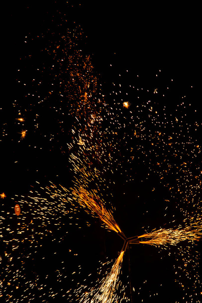 fireworks sparks on black background - Photo, Image
