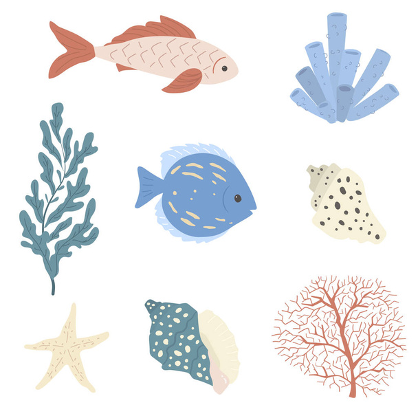 Seamless pattern with sea life. Great for fabric, textile. Vector Illustration - Διάνυσμα, εικόνα
