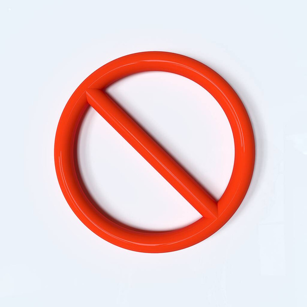 Stoppschild, Symbol nein, rote Warnung. 3D-Illustration - Foto, Bild
