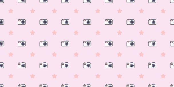 Camera and stars, photography seamless repeat pattern vector background, wallpaper design. - Vecteur, image