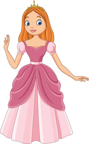 Ilustração vetorial de Cartoon bela princesa em vestido rosa - Vetor, Imagem