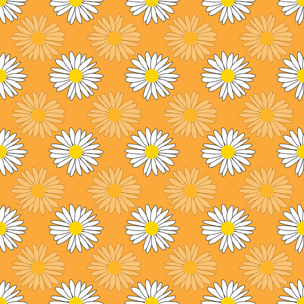 Daisy flowers vector seamless pattern - Vektor, Bild