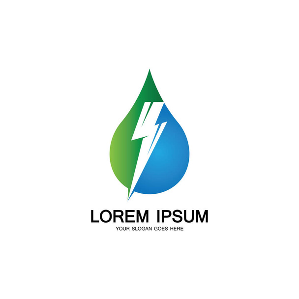 energia wody i piorun energii logo ikona szablon - Wektor, obraz