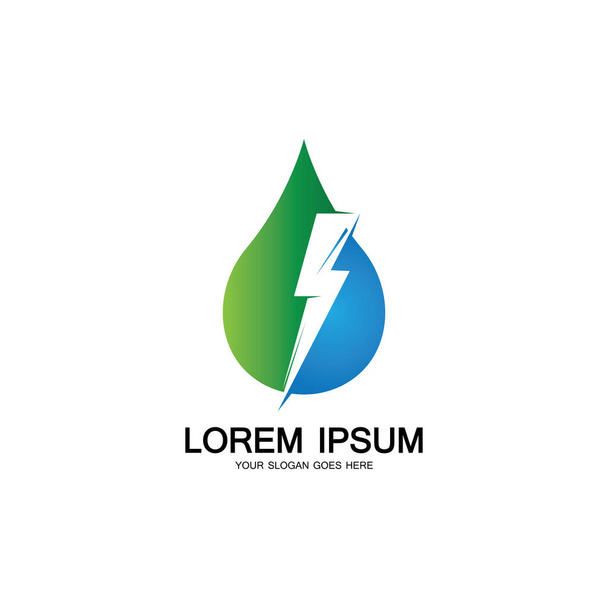 Wasser Energie und Blitz Donner Macht Energie Logo-Vorlage - Vektor, Bild