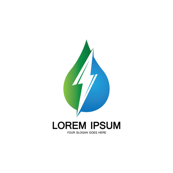 шаблон значка енергії води та блискавки грім енергія енергія логотип
 - Вектор, зображення