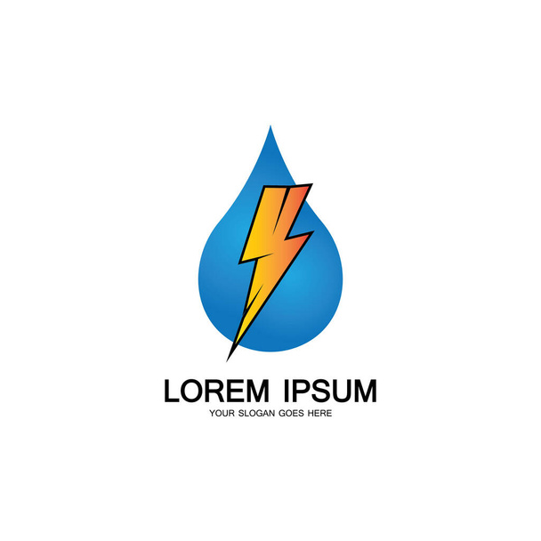 шаблон значка енергії води та блискавки грім енергія енергія логотип
 - Вектор, зображення