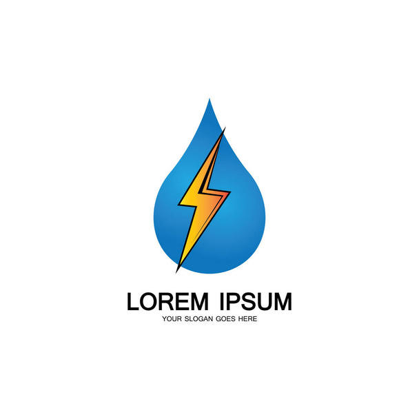 water energy and lightning thunder power energy logo icon template - Vector, Image