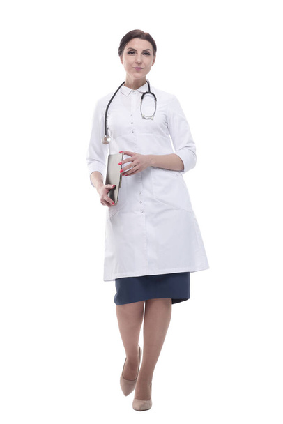 in full growth. female doctor with clipboard. - Photo, Image