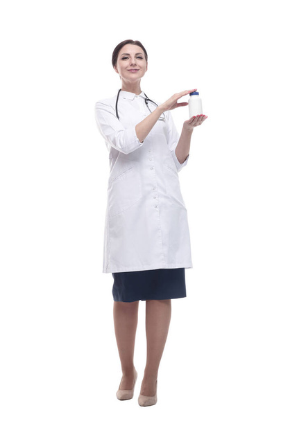 in full growth. female doctor with clipboard. - Valokuva, kuva