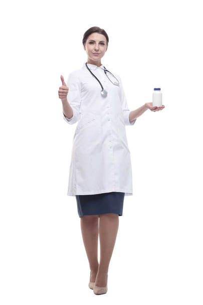 in full growth. female doctor with clipboard. - 写真・画像