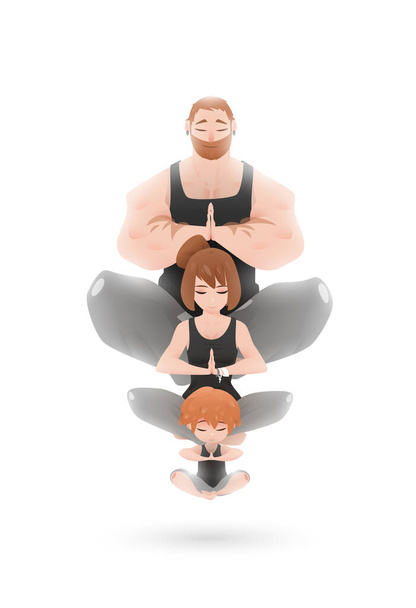 Jooga Family Character Design Set. Zen ilmakehä - Vektori, kuva