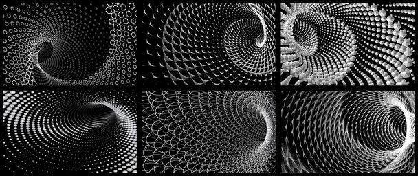 Conjunto de túnel o agujero de gusano. Túnel digital. Túnel 3D. Fondo abstracto vector imagen - Vector, imagen