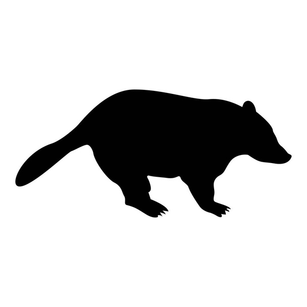 Силуэт барсук дикие млекопитающие млекопитающих хищных семейства kunihih плотоядных черный цвет вектор иллюстрации плоский стиль простое изображение - Вектор,изображение